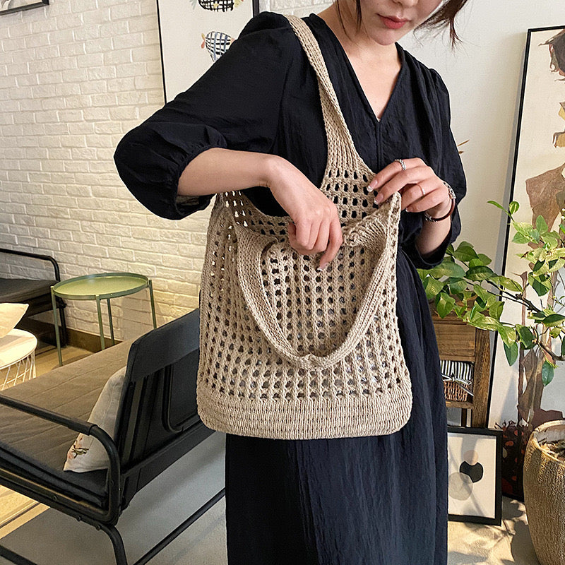 Elegant New Mesh Knit Tote Bag