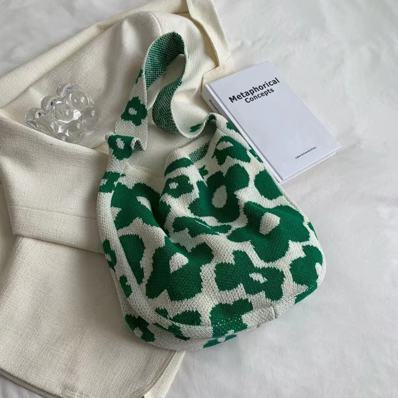 Floral Knit Shoulder Bag