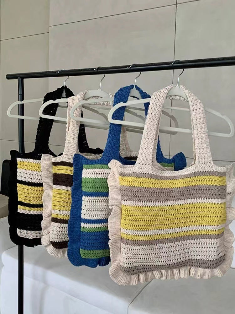 Dopamine Knit Striped Shoulder Bag