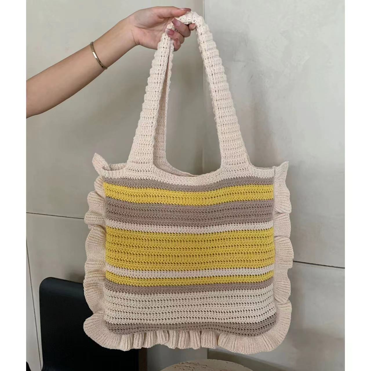 Dopamine Knit Striped Shoulder Bag