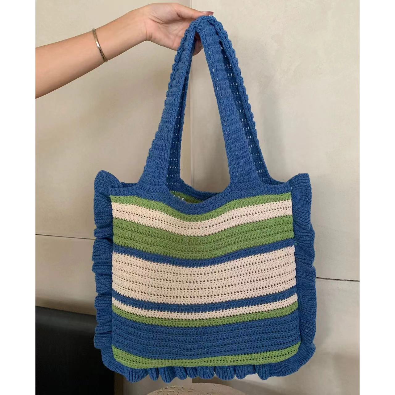 Dopamine Knit Striped Shoulder Bag