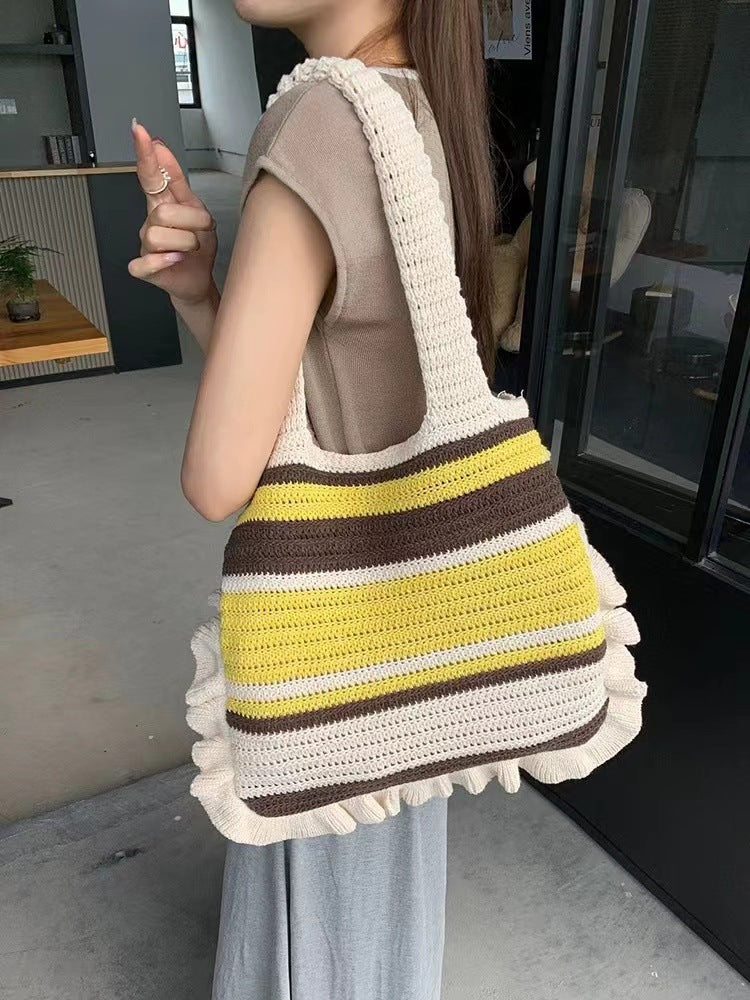 Dopamine Knit Striped Shoulder Bag