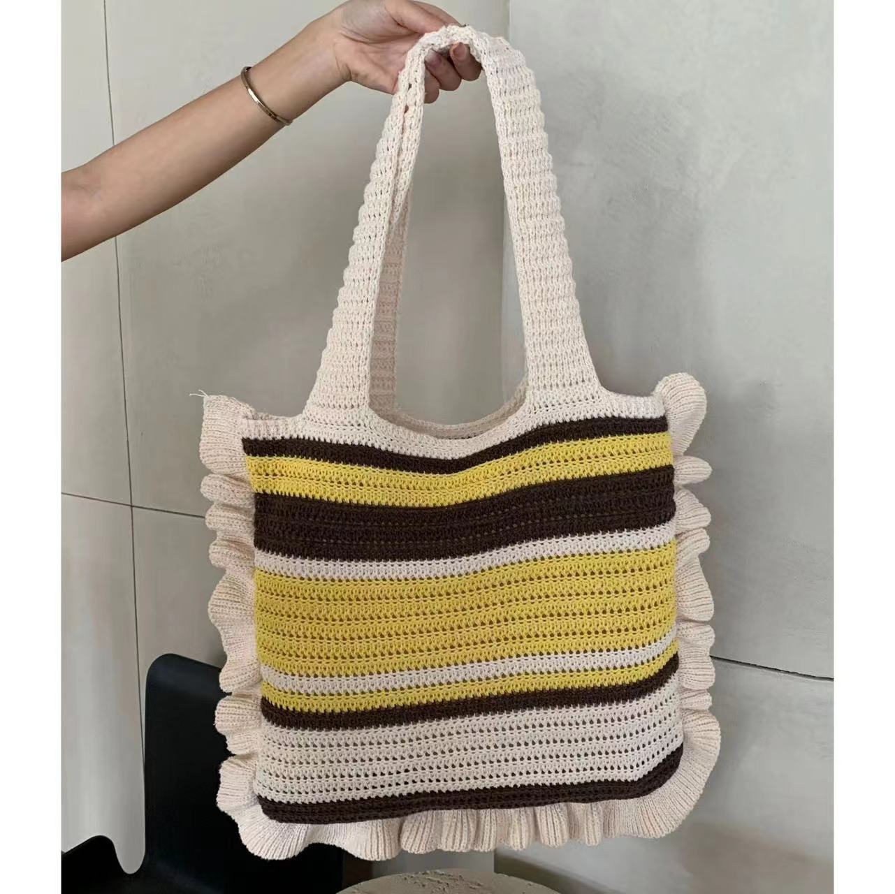 Dopamine Knit Striped Shoulder Bag