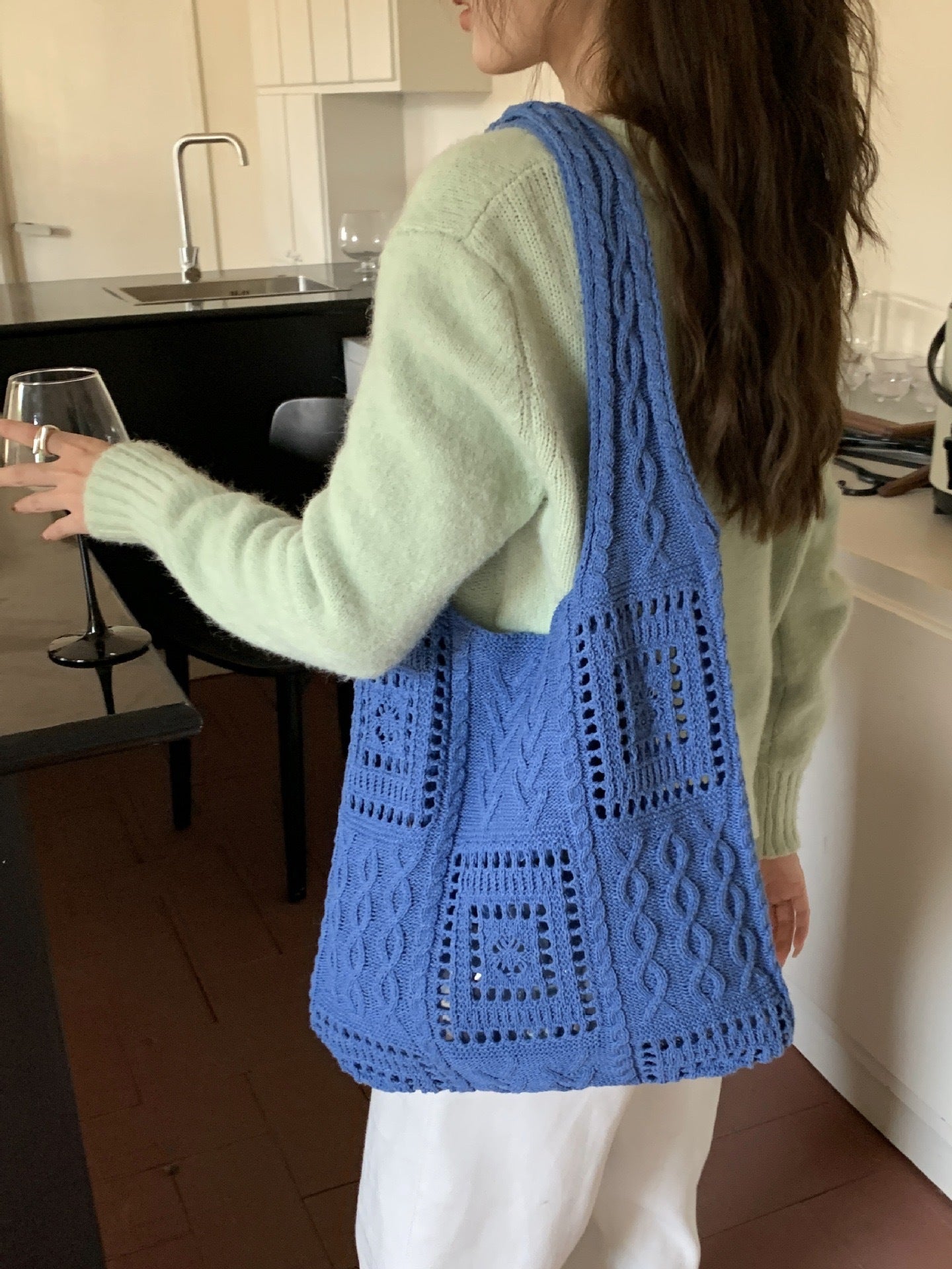 Summer Dopamine Color Knit Tote Bag