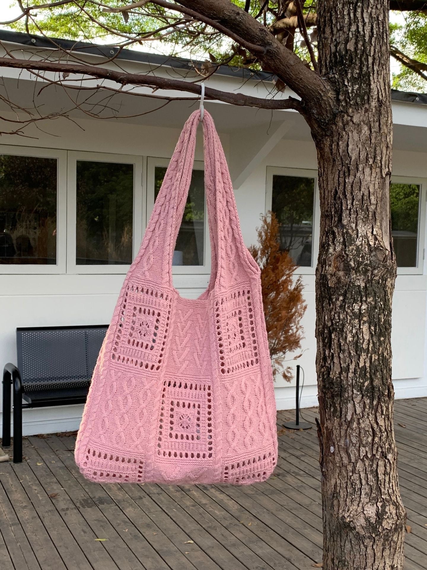 Summer Dopamine Color Knit Tote Bag