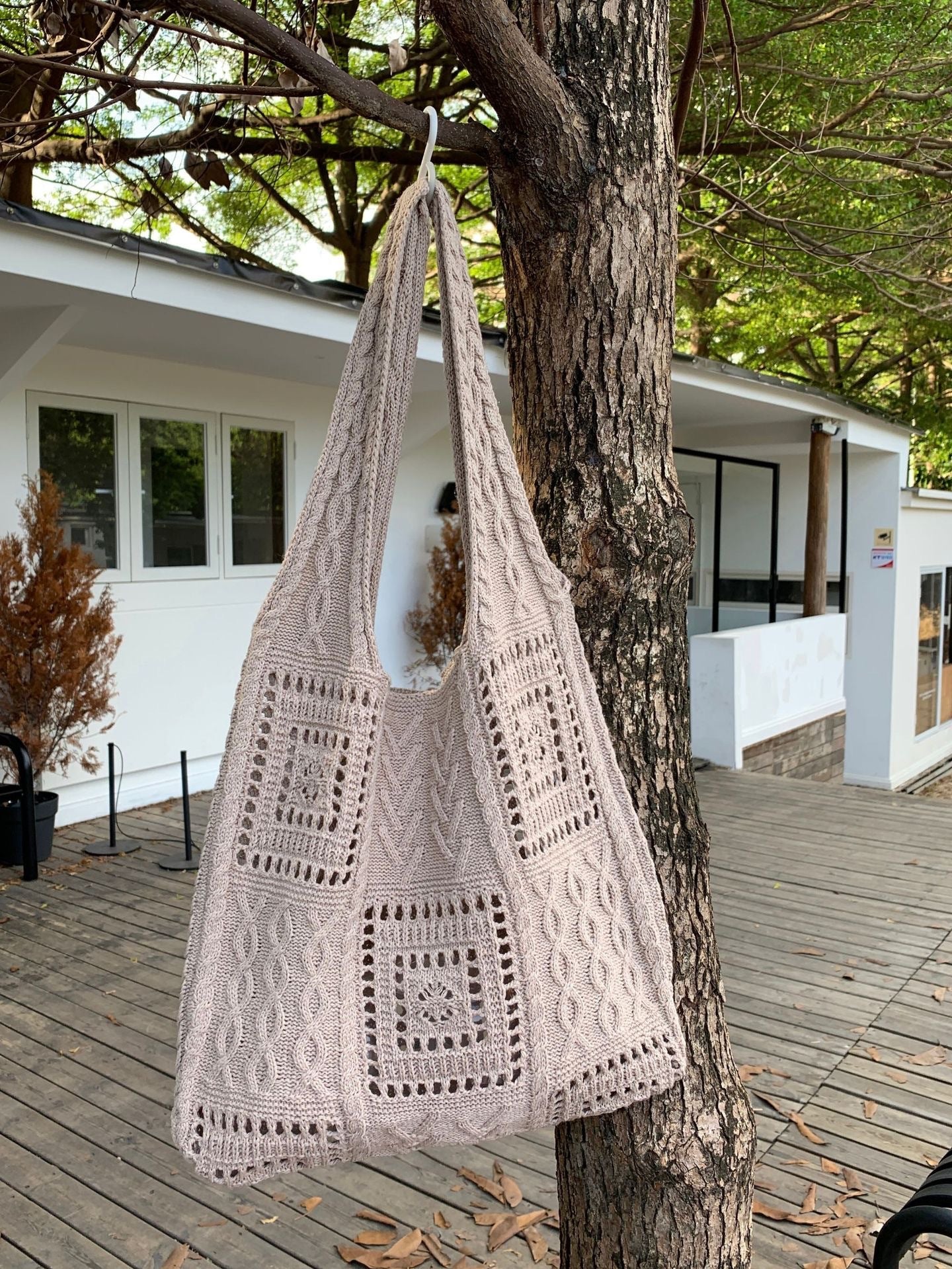 Summer Dopamine Color Knit Tote Bag