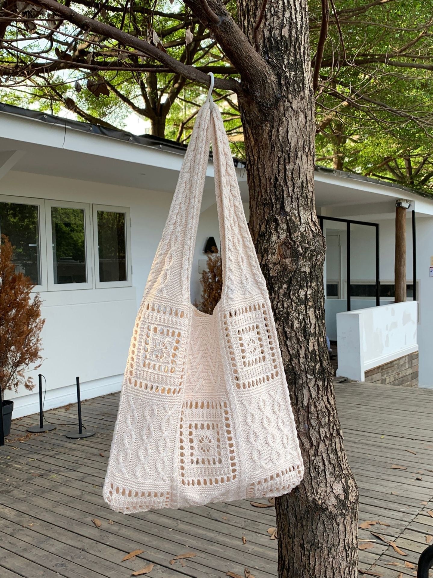 Summer Dopamine Color Knit Tote Bag