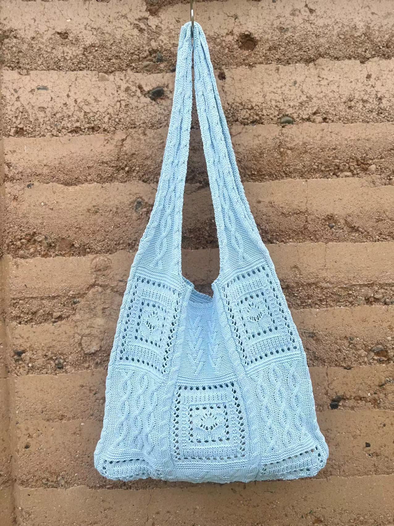 Summer Dopamine Color Knit Tote Bag